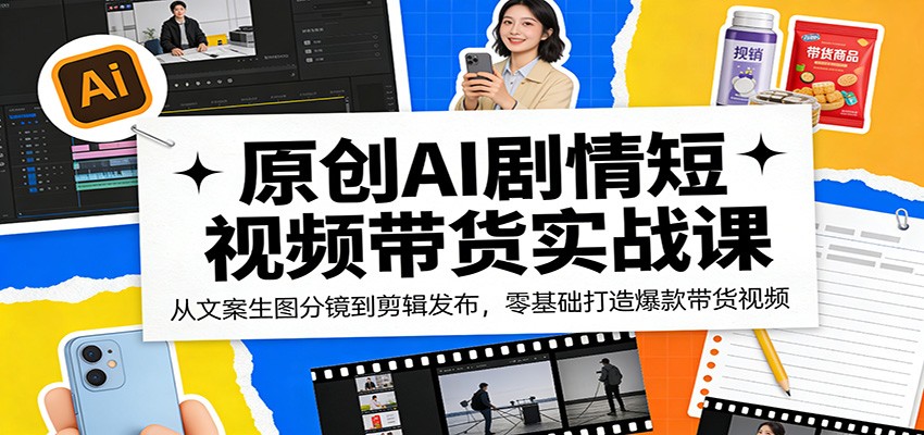 原创AI剧情短视频带货实战课：从文案生图分镜到剪辑发布，零基础打造爆款带货视频-点子口袋网