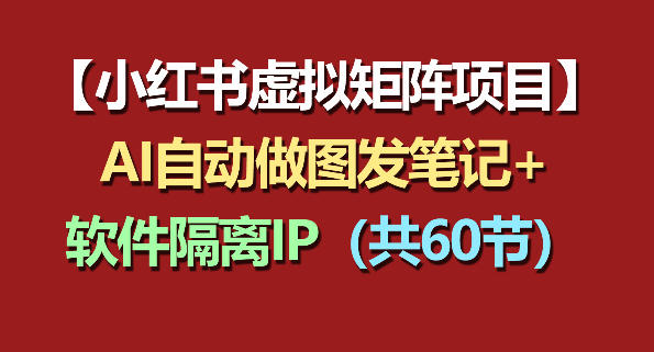 小红书虚拟矩阵项目：软件隔离IP+AI自动做图发笔记(共60节)-点子口袋网