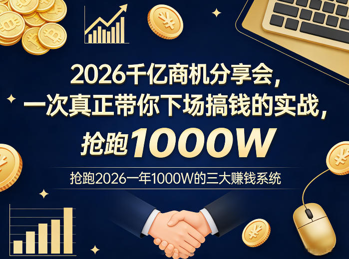 2026千亿商机分享会，一次真正带你下场搞钱的实战，抢跑2026一年1000W的三大賺钱系统-点子口袋网