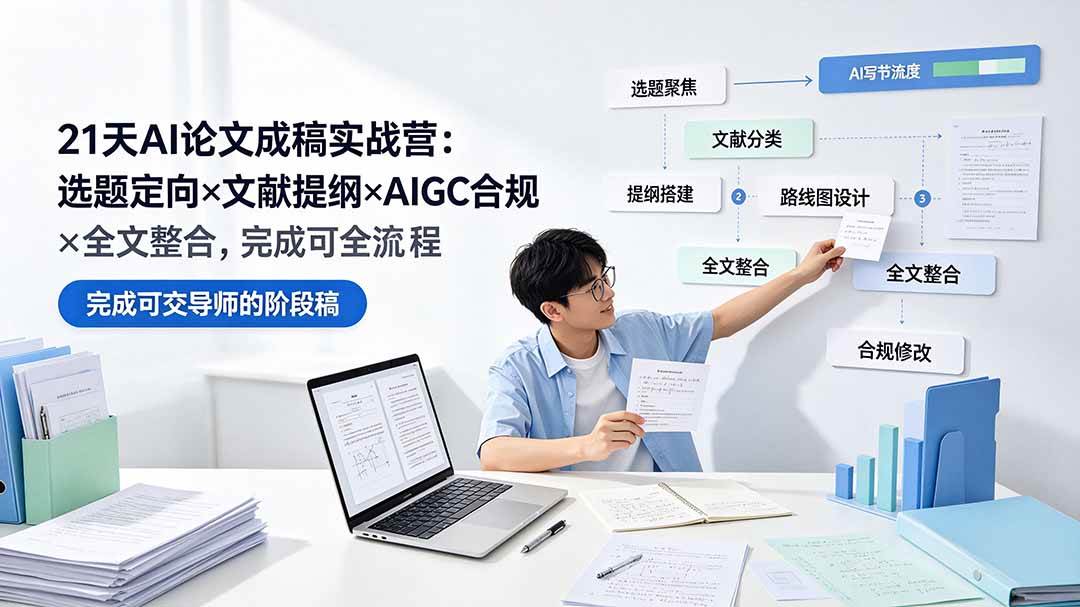 （19334期）21天AI论文成稿实战营：选题定向×文献提纲×AIGC合规×全文整合，完成可交导师的阶段稿-点子口袋网