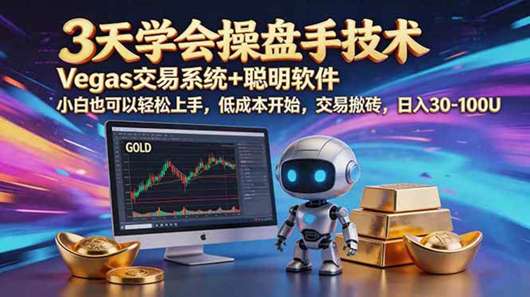 （19005期）三天学会操盘手技术，vegas技术+聪明软件，小白也可以轻松上手，日入500+-点子口袋网