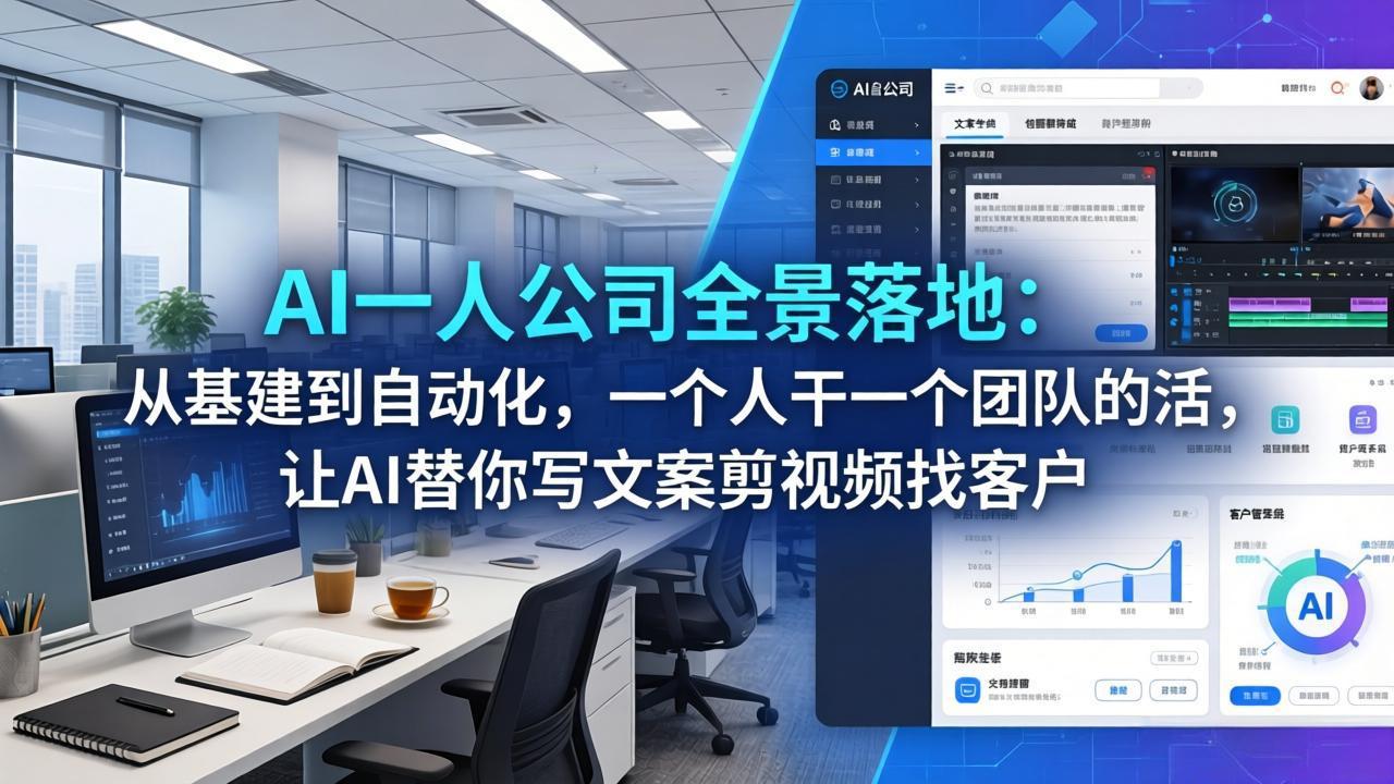 AI一人公司全景落地：从基建到自动化，一个人干一个团队的活，让AI替你写文案剪视频找客户-点子口袋网