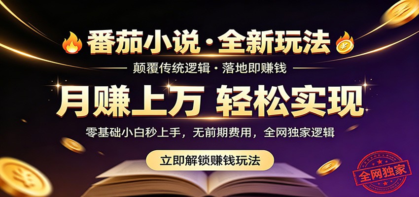番茄小说5月最新独家玩法，稳定落地实测月入过万！-点子口袋网