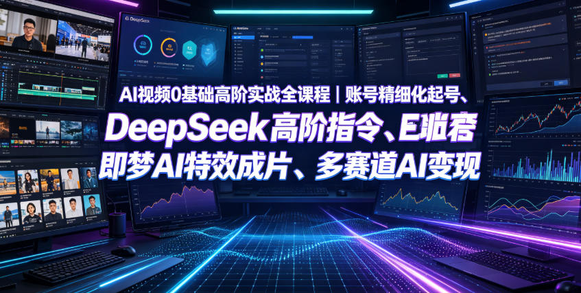 AI视频0基础高阶实战全课程｜账号精细化起号、DeepSeek高阶指令、即梦AI特效成片、多赛道AI短视频量产变现-点子口袋网