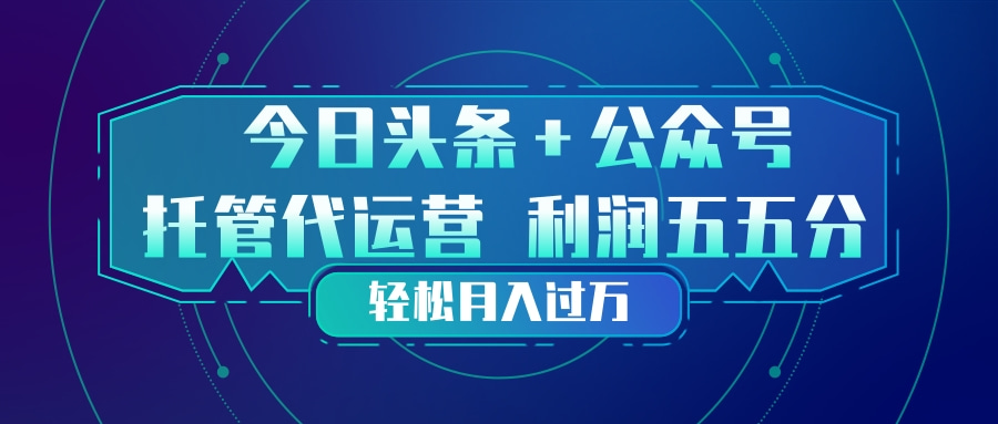 头条加公众号 托管代运营 利润分成模式 轻松月入过万-点子口袋网