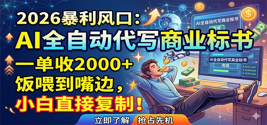 AI全自动代写商业标书，一单收2000+，饭喂到嘴边，小白直接复制-点子口袋网