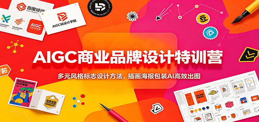 AIGC商业品牌设计特训营：多元风格标志设计方法，插画海报包装AI高效出图-点子口袋网