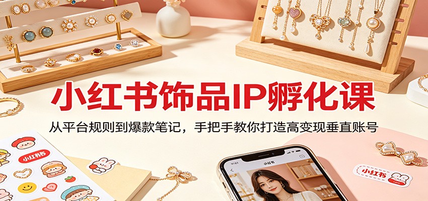 小红书饰品IP孵化课：从平台规则到爆款笔记，手把手教你打造高变现垂直账号-点子口袋网