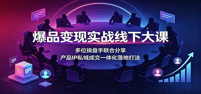 爆品变现实战线下大课：多位操盘手联合分享，产品IP私域成交一体化落地打法-点子口袋网