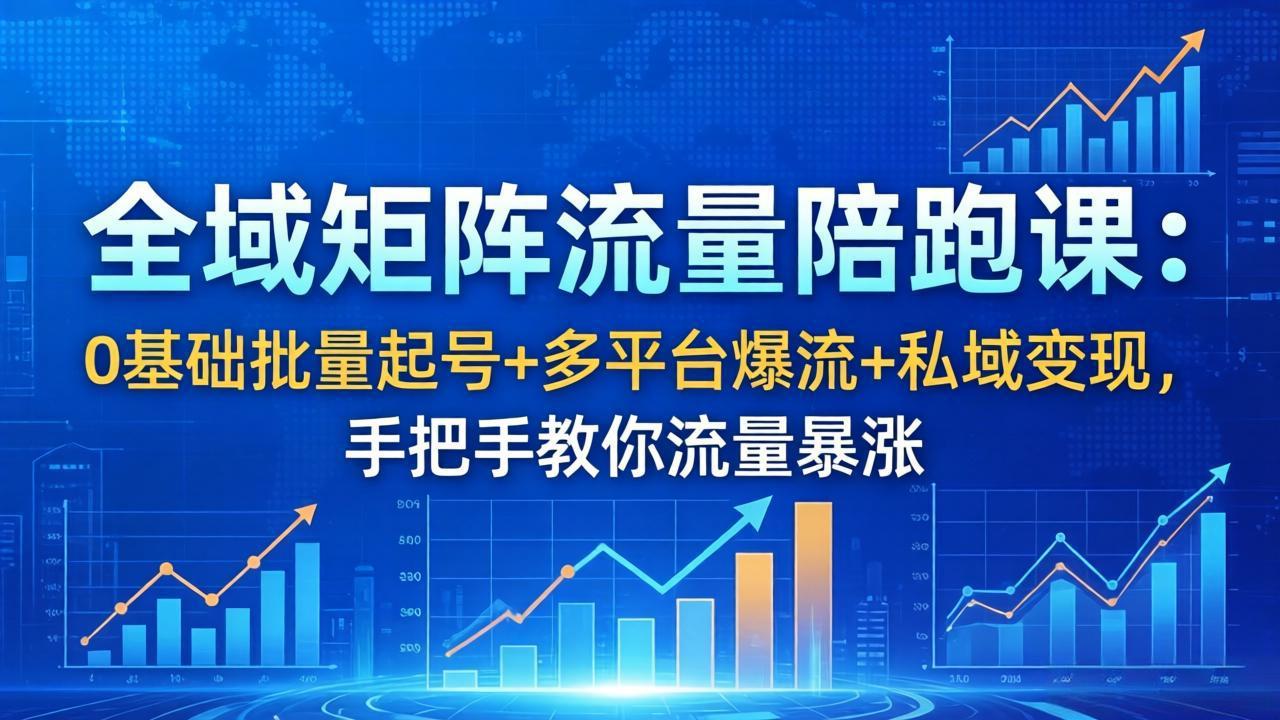 全域矩阵流量陪跑课：0基础批量起号+多平台爆流+私域变现，手把手教你流量暴涨-点子口袋网