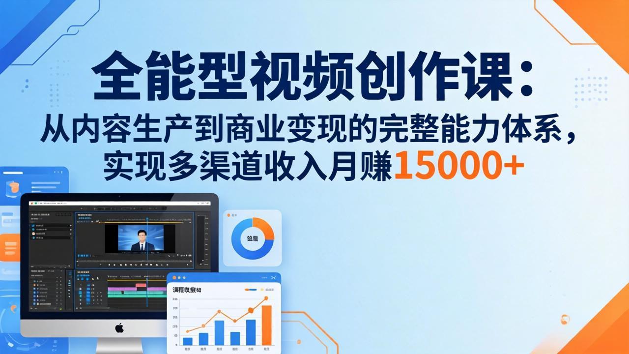 全能型视频创作课-26年3月更新：从内容生产到商业变现的完整能力体系，多渠道收入月赚15000+-点子口袋网