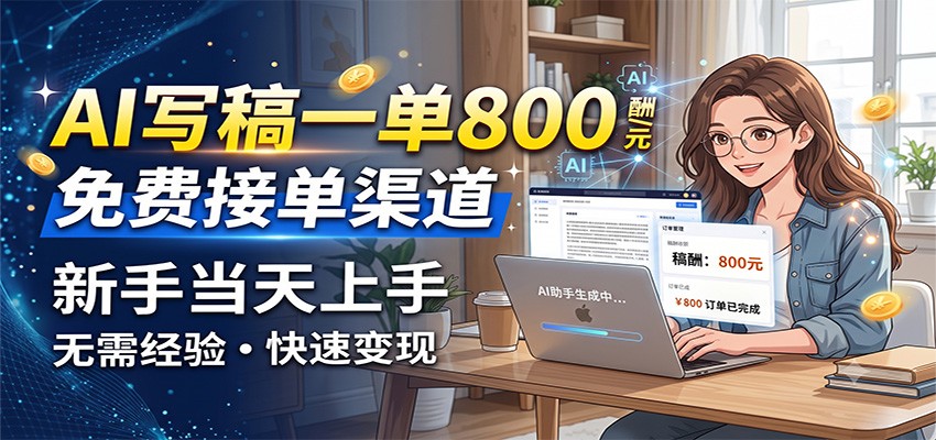 AI写稿一单800，免费接单渠道，一单一结几十到上千，新手当天上手-点子口袋网