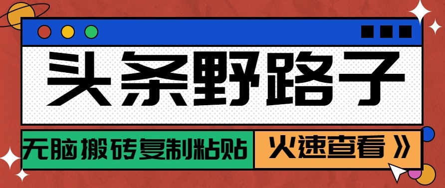 头条单账号日收益300+野路子玩法赛道，无脑搬砖复制粘贴，保姆级教程-点子口袋网