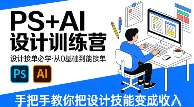 设计接单必学，PS+AI设计训练营，从0基础到能接单，手把手教你把设计技能变成收入-点子口袋网