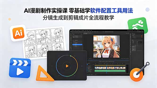 AI漫剧制作实操课 零基础学软件配置工具用法 分镜生成到剪辑成片全流程教学-点子口袋网
