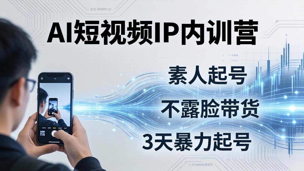 2026AI短视频IP内训营：从素人起号到不露脸带货，3天暴力起号全流程拆解-点子口袋网