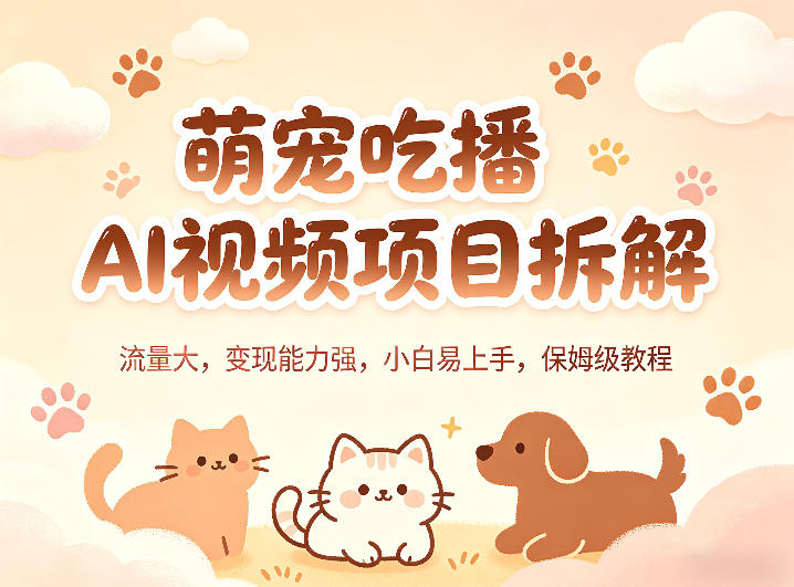 萌宠吃播AI视频项目拆解，流量大，变现能力强，小白易上手，保姆级教程-点子口袋网