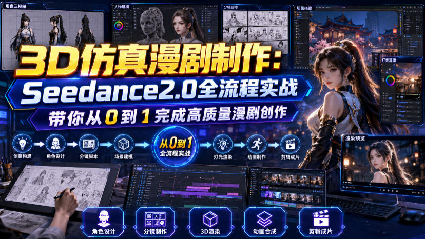 3D仿真漫剧制作：Seedance2.0全流程实战，带你从0到1完成高质量漫剧创作-点子口袋网