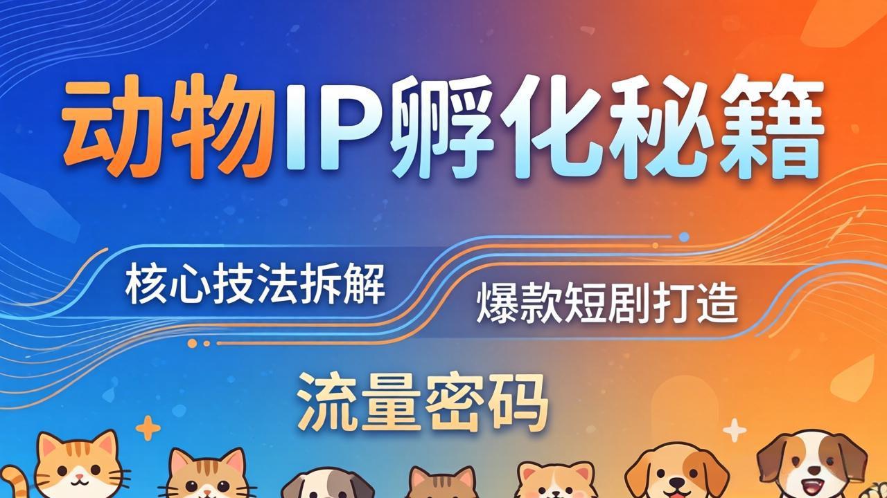 动物IP孵化全套秘籍，三大核心技法拆解，打造爆款萌宠短剧，轻松拿捏赛道流量密码-点子口袋网