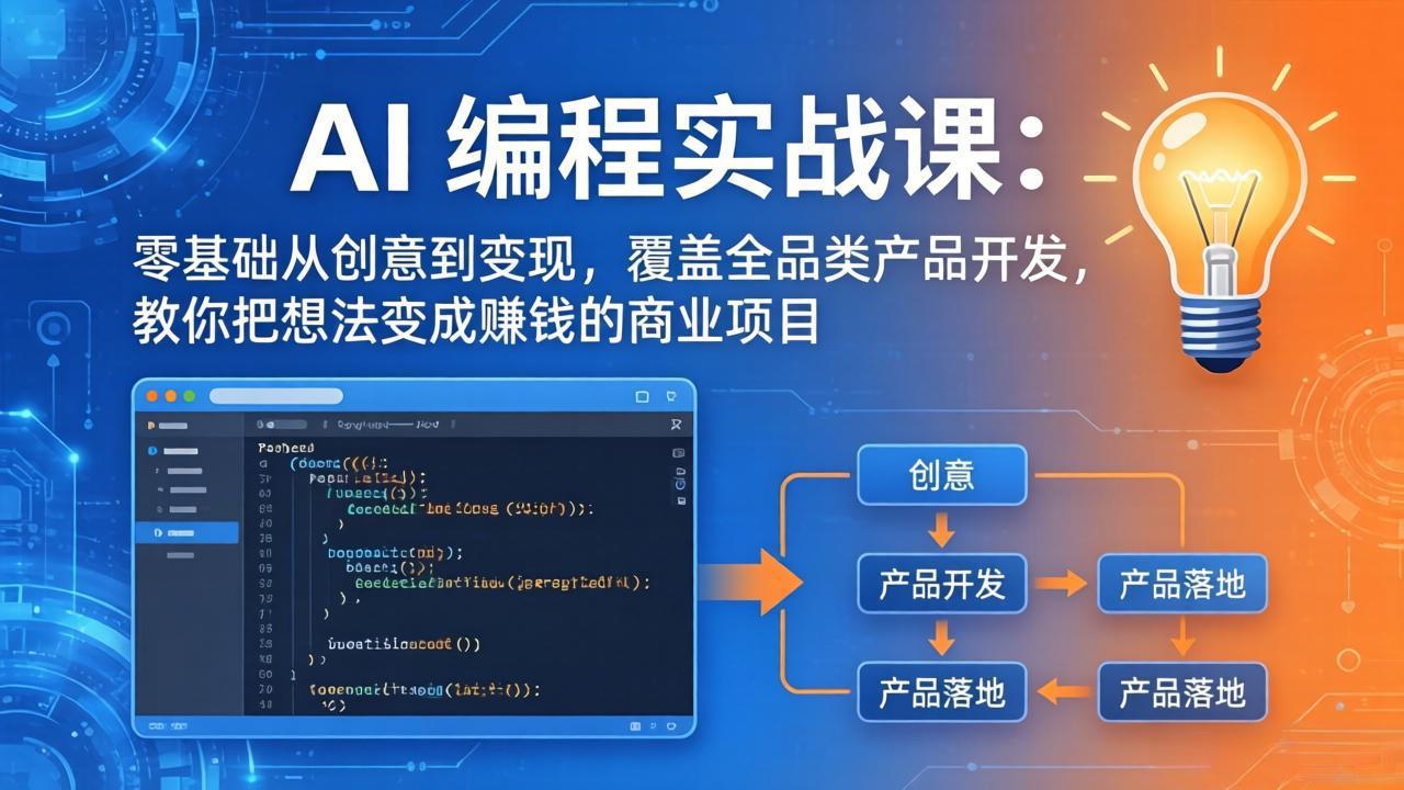 AI编程实战课-第三期-5月3更新：零基础从创意到变现，覆盖全品类产品开发，把想法变成赚钱项目-点子口袋网