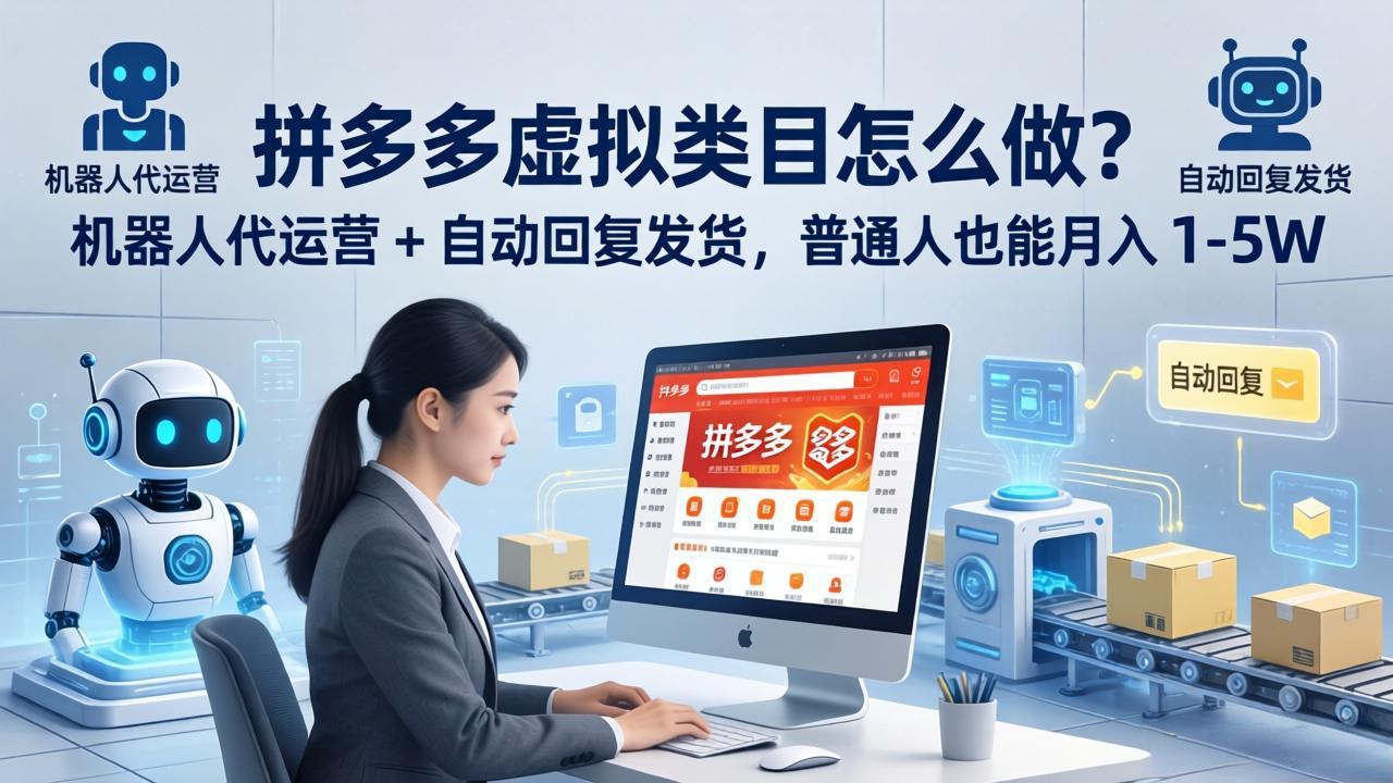 拼多多虚拟类目怎么做？机器人代运营 + 自动回复发货，普通人也能月入 1-5W-点子口袋网