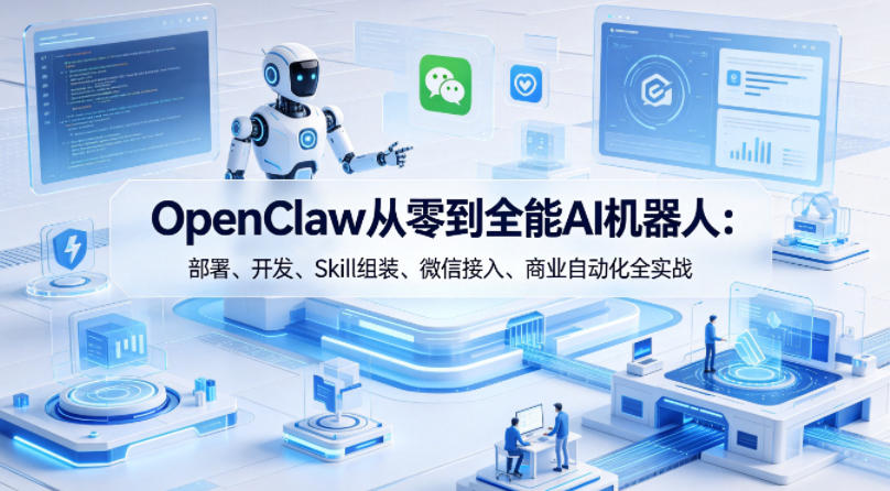 OpenClaw从零到全能AI机器人：部署、开发、Skill组装、微信接入、商业自动化全实战-点子口袋网