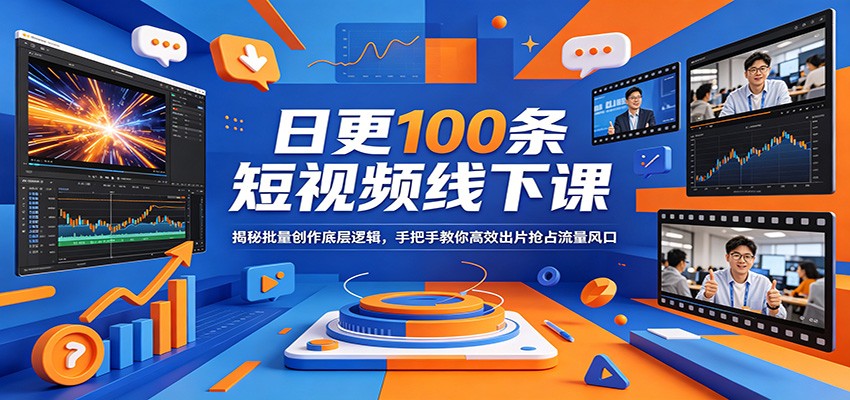 日更100条短视频线下课：揭秘批量创作底层逻辑，手把手教你高效出片抢占流量风口-点子口袋网