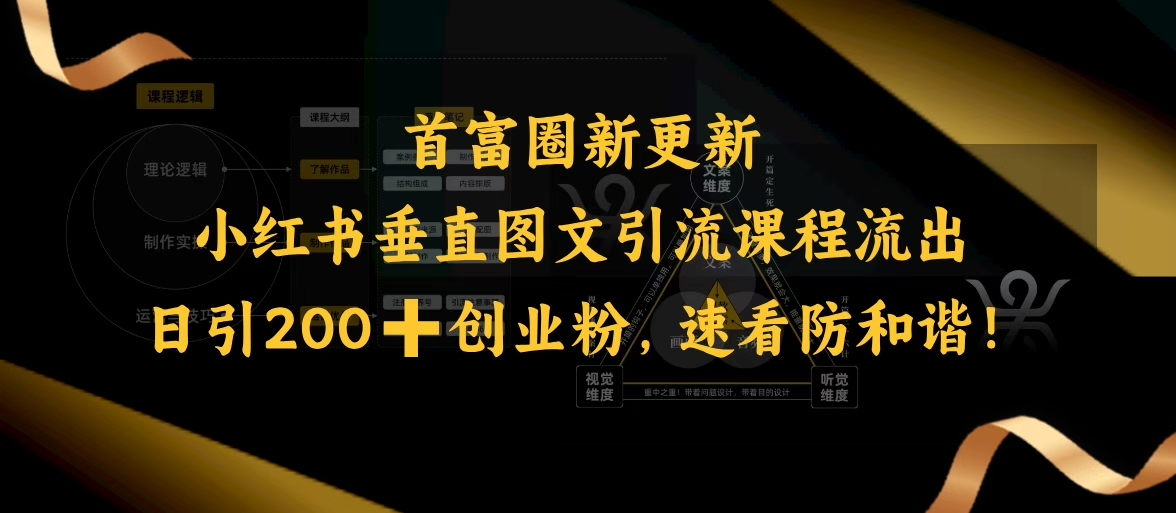 小红书垂直图文引流课程流出，日引200+创业粉，速看防和谐-点子口袋网