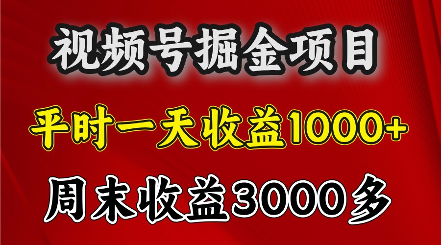 一天收益1000+ 视频号掘金，周末收益会更高些-点子口袋网