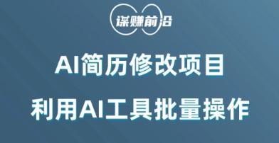 AI简历修改项目，利用AI工具批量化操作，小白轻松日200+-点子口袋网