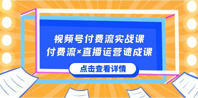 视频号付费流实战课，付费流×直播运营速成课，让你快速掌握视频号核心运营技能-点子口袋网