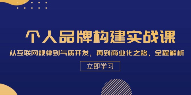 个人品牌构建实战课：从互联网规律到气质开发，再到商业化之路，全程解析-点子口袋网