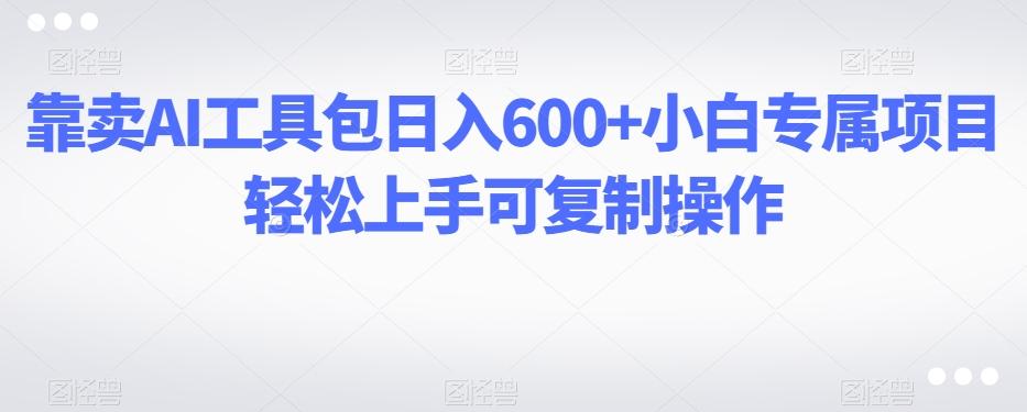 靠卖AI工具包日入600+小白专属项目轻松上手可复制操作-点子口袋网