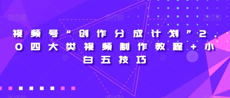 视频号“创作分成计划”2.0四大类视频制作教程+小白五技巧【揭秘】-点子口袋网