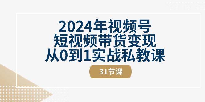2024年视频号短视频带货变现从0到1实战私教课(30节视频课)-点子口袋网