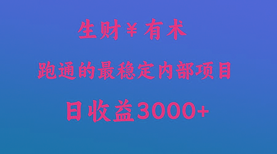 高手赚钱的秘密，生财有术跑通的最稳定内部项目，每天收益几千+，月入过N万，你不...-点子口袋网