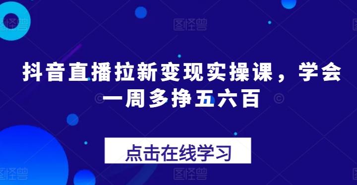 抖音直播拉新变现实操课，学会一周多挣五六百-点子口袋网