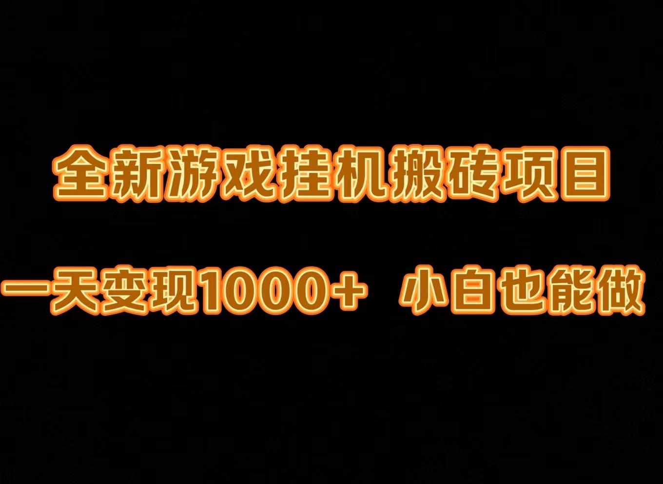 (9580期)最新游戏全自动挂机打金搬砖，一天变现1000+，小白也能轻松上手。-点子口袋网