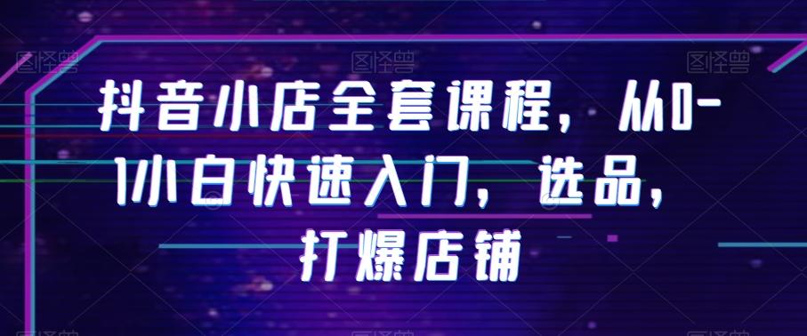抖音小店全套课程，从0-1小白快速入门，选品，打爆店铺-点子口袋网