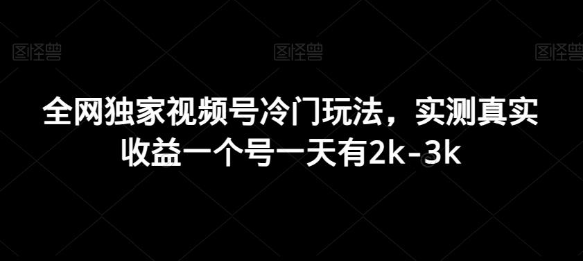 全网独家视频号冷门玩法，实测真实收益一个号一天有2k-3k-点子口袋网