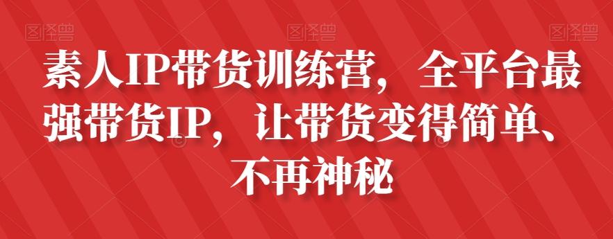素人IP带货训练营，全平台最强带货IP，让带货变得简单、不再神秘-点子口袋网