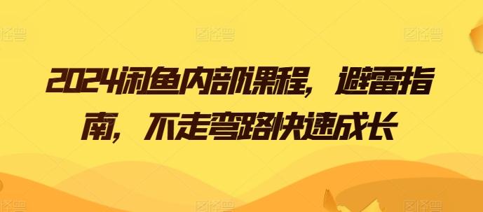 2024闲鱼内部课程，避雷指南，不走弯路快速成长-点子口袋网