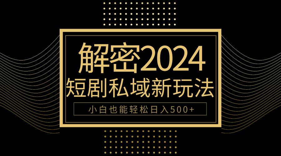 (9951期)10分钟教会你2024玩转短剧私域变现，小白也能轻松日入500+-点子口袋网