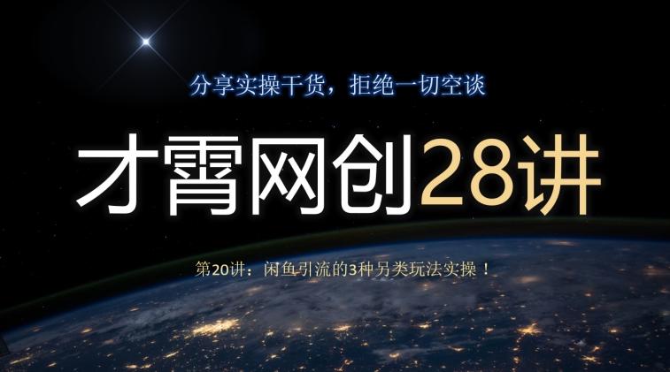 才霄网创28讲第20讲：闲鱼引流的3种另类玩法实操！-点子口袋网