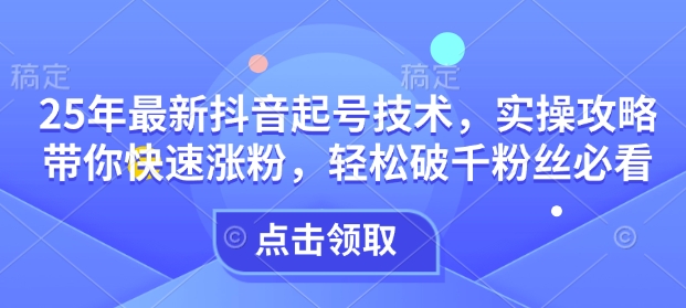 25年最新抖音起号技术，实操攻略带你快速涨粉，轻松破千粉丝必看-点子口袋网