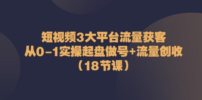 短视频3大平台流量获客：从0-1实操起盘做号+流量创收(18节课)-点子口袋网
