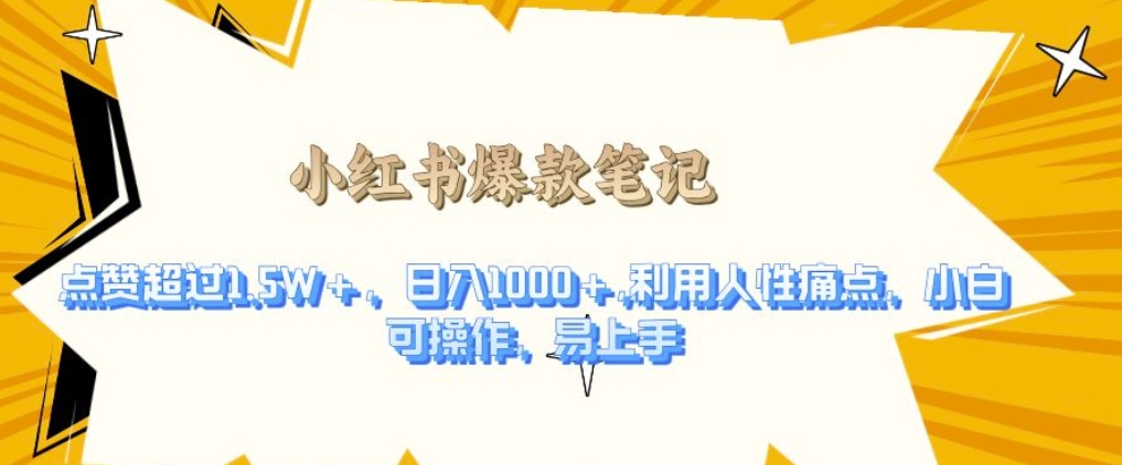 利用人性的痛点，打造爆款笔记，获得点赞超过1.5W+，日入1k【揭秘】-点子口袋网