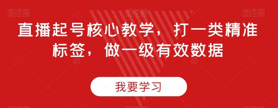 直播起号核心教学，打一类精准标签，做一级有效数据-点子口袋网
