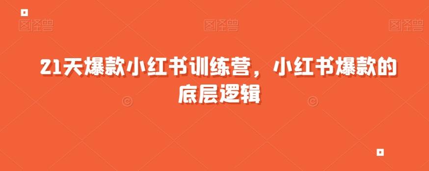 21天爆款小红书训练营，小红书爆款的底层逻辑-点子口袋网