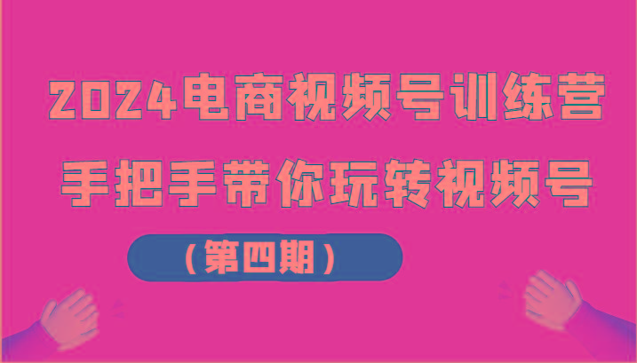 2024电商视频号训练营(第四期)手把手带你玩转视频号-点子口袋网
